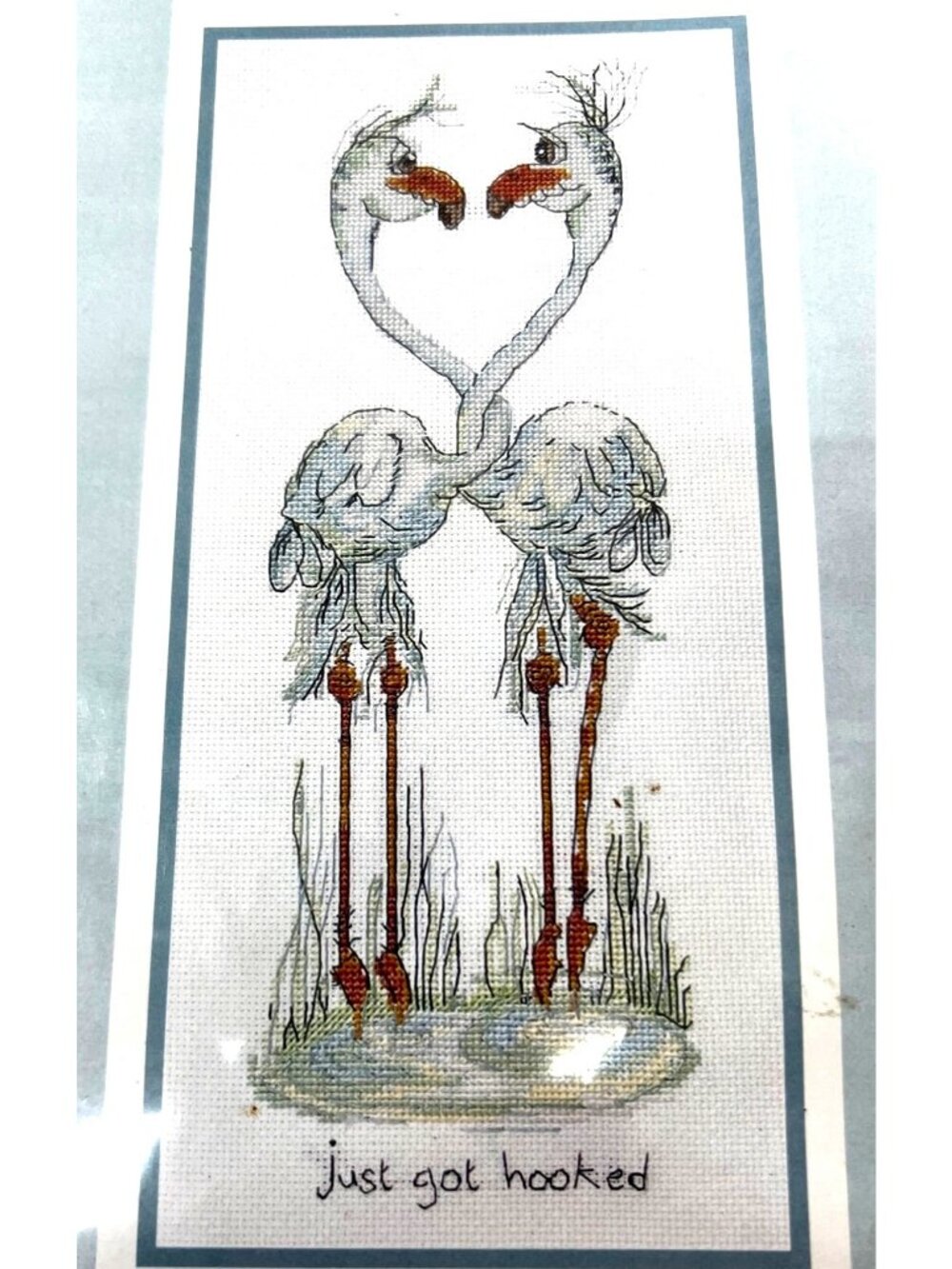 Anchor Counted Cross Stitch Kit "Just Got Hooked" 11" x 5.5" Aida Fabric Flaming